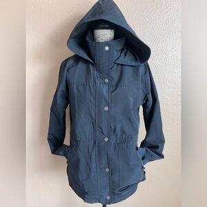 Abercrombie & Fitch Technical Wind Resistance Navy Hooded Button Jacket Sz Large